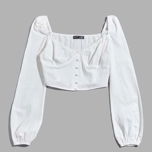 SHEIN- Button front lantern sleeve top
